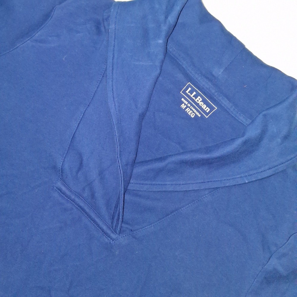 LL Bean Women's Blue Long‎ Sleeve Shawl Collar Pullover Top Medium M